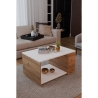 Tavolino Da Salotto Moderno 60x90 Vani Laterali Zeno Bianco e Rovere