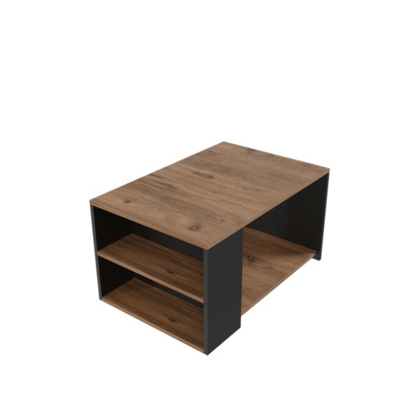 Tavolino Salotto Moderno 60x90 Vani Laterali Zeno Rovere E Antracite