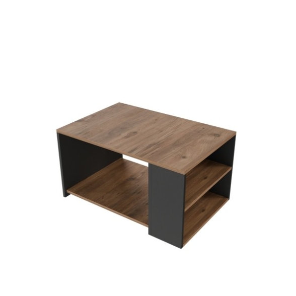 Tavolino Salotto Moderno 60x90 Vani Laterali Zeno Rovere E Antracite