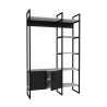 Mobile Ingresso Industrial 120x34x180 Con Scarpiera Appendiabiti E Ripiani Yago Antracite E Bianco