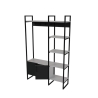 Mobile Ingresso Industrial 120x34x180 Con Scarpiera Appendiabiti E Ripiani Yago Antracite E Bianco