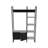 Mobile Ingresso Industrial 120x34x180 Con Scarpiera Appendiabiti E Ripiani Yago Antracite E Bianco