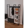 Mobile Ingresso Industrial 120x34x180 Con Scarpiera Appendiabiti E Ripiani Yago Antracite E Bianco