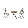 Set Bistrot Tavolo Maioliche Tondo 60 Cm Con 2 Sedie Pieghevoli Kos
