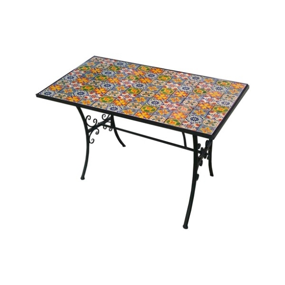 Set Tavolo Maioliche Rettangolare 120x80 Con 4 Sedie Pieghevoli Kos