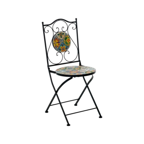 Set Tavolo Maioliche Rettangolare 120x80 Con 4 Sedie Pieghevoli Kos