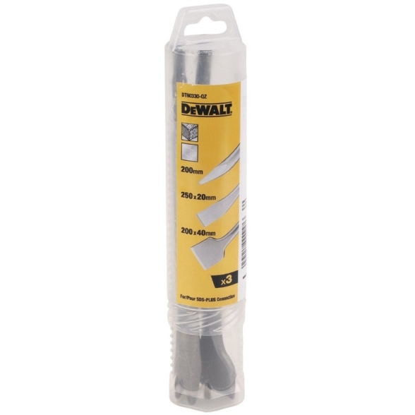 Set 3 scalpelli attacco sds-plus punta-piatto-spatola DeWalt DT60330