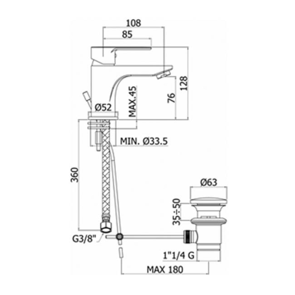 Miscelatore lavabo Paffoni serie Blu scarico con piletta BLU 075 CR