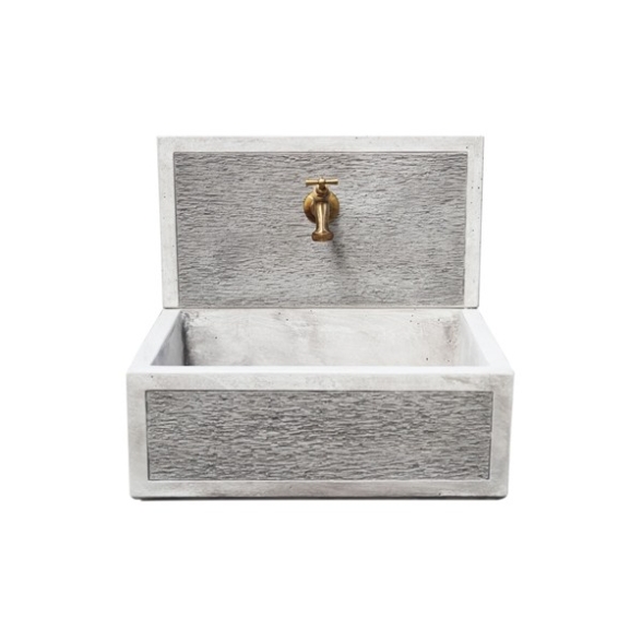 Lavello In Pietra Ricostruita Da Giardino Con Frontale 45x35x40,5 Q-Bilbao Grigio KAM