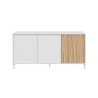 Credenza 3 Ante 154x40x70 Con Piedini Ethna Bianco E Rovere Listato
