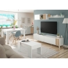 Credenza 3 Ante 154x40x70 Con Piedini Ethna Bianco E Rovere Listato