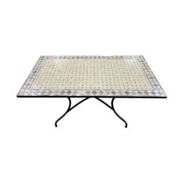 Tavolo In Mosaico Da Esterno 160x90 Cm In Acciaio Top Ceramica Minori