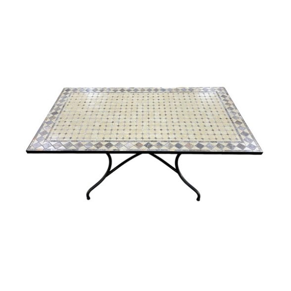 Tavolo In Mosaico Da Esterno 160x90 Cm In Acciaio Top Ceramica Minori