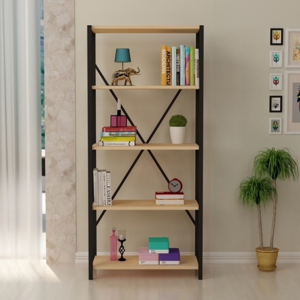 Libreria Industrial 5 Ripiani 64x30x150 Frida Rovere Chiaro