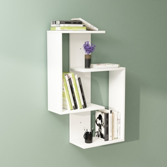 Libreria Sospesa 4 Mensole 60x20x90 Design Moderno Alain Bianca
