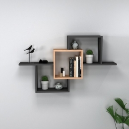 Mensola Sospesa 3 Vani A Cubo Design Moderno Elena Rovere Antracite