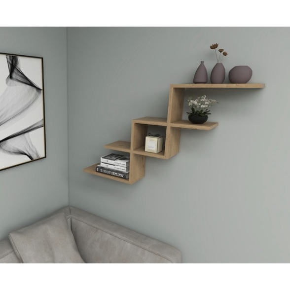 Mensola Sospesa Design A Scala 104x20x64 Reno Rovere Chiaro