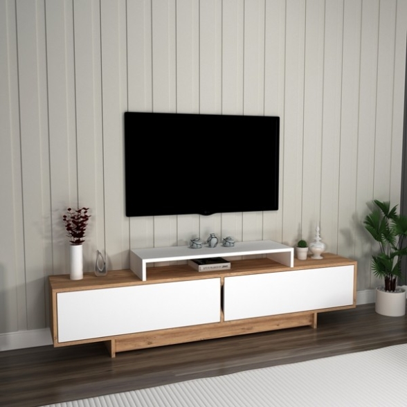 Mobile TV Da Terra 180 Cm 2 Ante E Vano Decoder Gioia Rovere Bianco