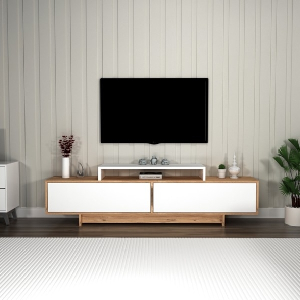 Mobile TV Da Terra 180 Cm 2 Ante E Vano Decoder Gioia Rovere Bianco