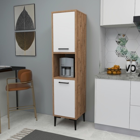 Colonna Multiuso Da Cucina 2 Ante Vano Centrale Adel Rovere E Bianco