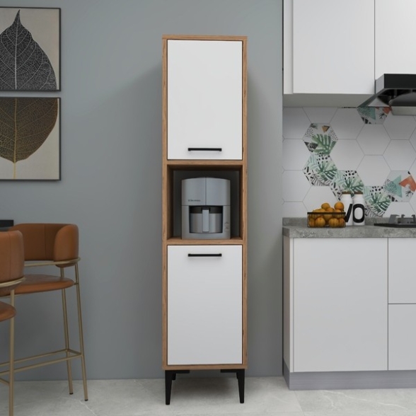 Colonna Multiuso Da Cucina 2 Ante Vano Centrale Adel Rovere E Bianco