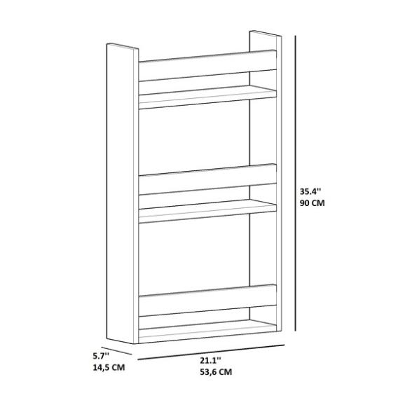 Mensola Sospesa Portariviste 3 Ripiani 54x14x90 Mara Rovere
