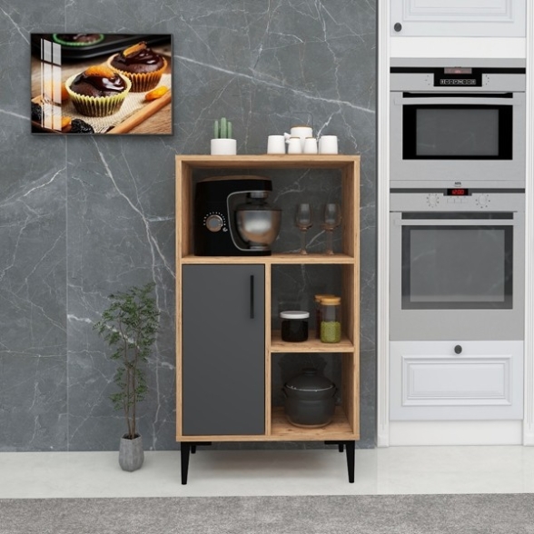 Mobile Da Cucina Multifunzione Dispensa Kion Rovere E Antracite 