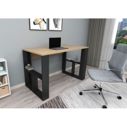 Scrivania Moderna Con Ripiani Laterali Breeze Rovere Chiaro E Nero