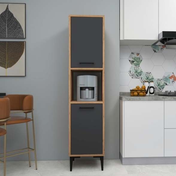 Colonna Multiuso Cucina 2 Ante E Vano Centrale Adel Rovere E Antracite