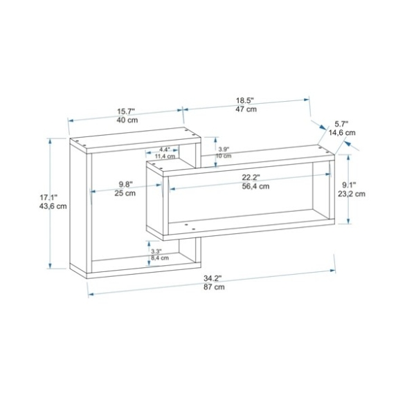 Mensola Sospesa 2 Vani A Cubo 87x15x44 Dante Bianco E Rovere Chiaro