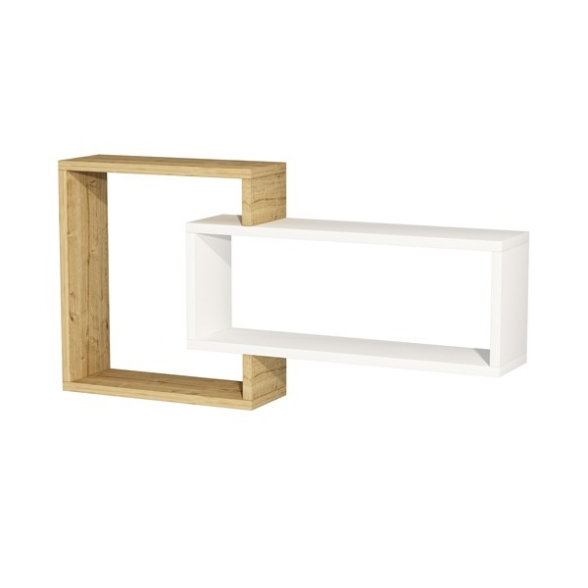Mensola Sospesa 2 Vani A Cubo 87x15x44 Dante Bianco E Rovere Chiaro