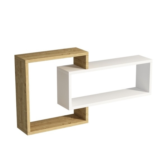 Mensola Sospesa 2 Vani A Cubo 87x15x44 Dante Bianco E Rovere Chiaro
