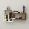 Mensola Sospesa 2 Vani A Cubo 87x15x44 Dante Noce Chiaro E Bianco