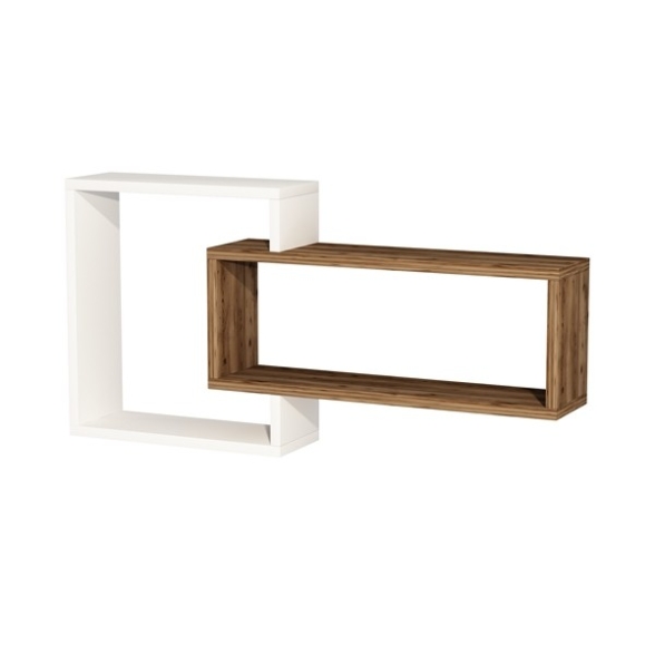 Mensola Sospesa 2 Vani A Cubo 87x15x44 Dante Noce Chiaro E Bianco
