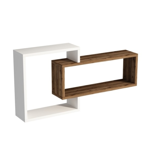 Mensola Sospesa 2 Vani A Cubo 87x15x44 Dante Noce Chiaro E Bianco