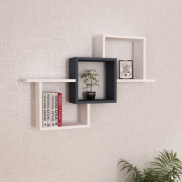Mensola Sospesa 3 Vani A Cubo Design Moderno Elena Bianco E Antracite