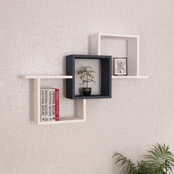 Mensola Sospesa 3 Vani A Cubo Design Moderno Elena Bianco E Antracite