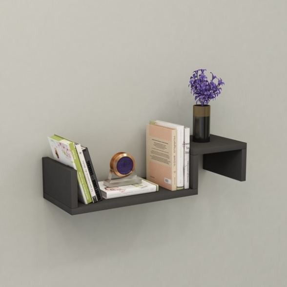 Mensola Sospesa Design A Onda 56x20x12 Moros Antracite