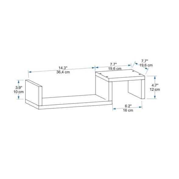 Mensola Sospesa Design A Onda 56x20x12 Moros Noce Chiaro