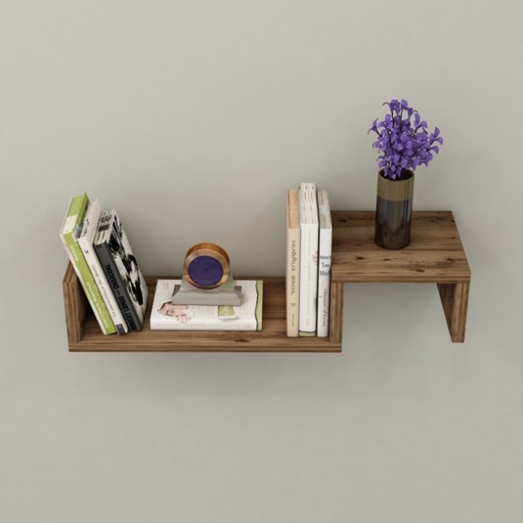 Mensola Sospesa Design A Onda 56x20x12 Moros Noce Chiaro