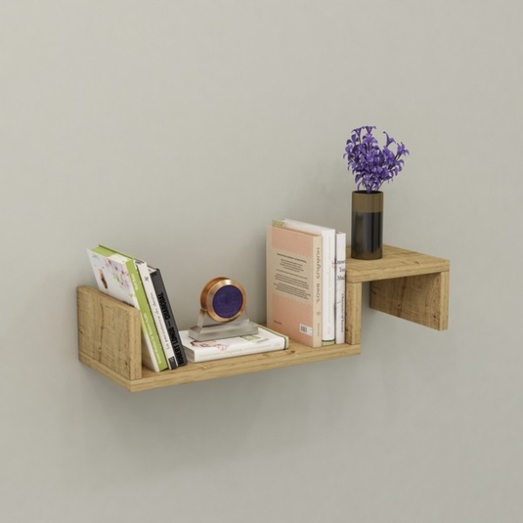 Mensola Sospesa Design A Onda 56x20x12 Moros Rovere Chiaro