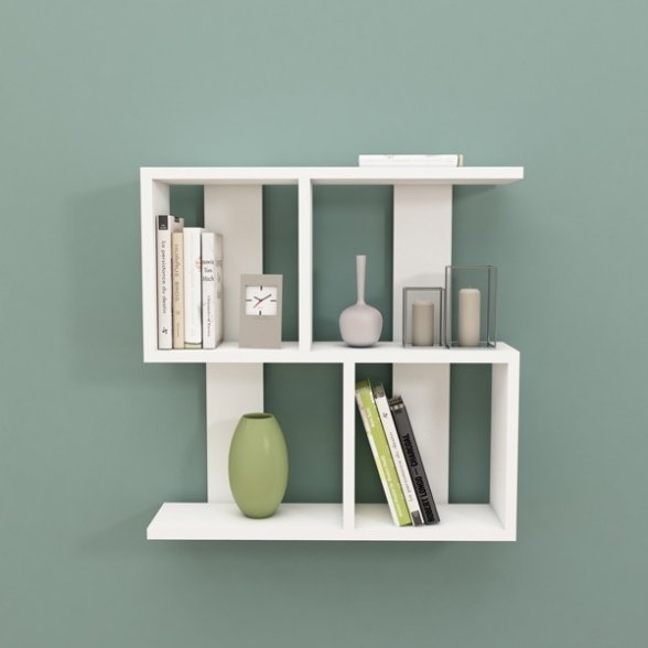 Mensola Sospesa Design Moderno 4 Vani 50x20x45 Pelagius Bianca