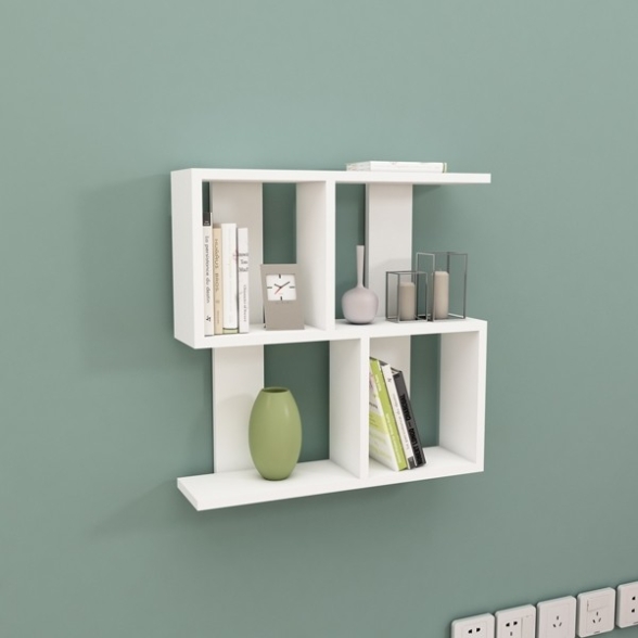 Mensola Sospesa Design Moderno 4 Vani 50x20x45 Pelagius Bianca