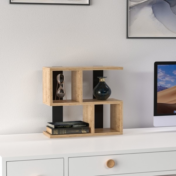 Mensola Sospesa Design Moderno 4 Vani Pelagius Rovere Chiaro Antracite