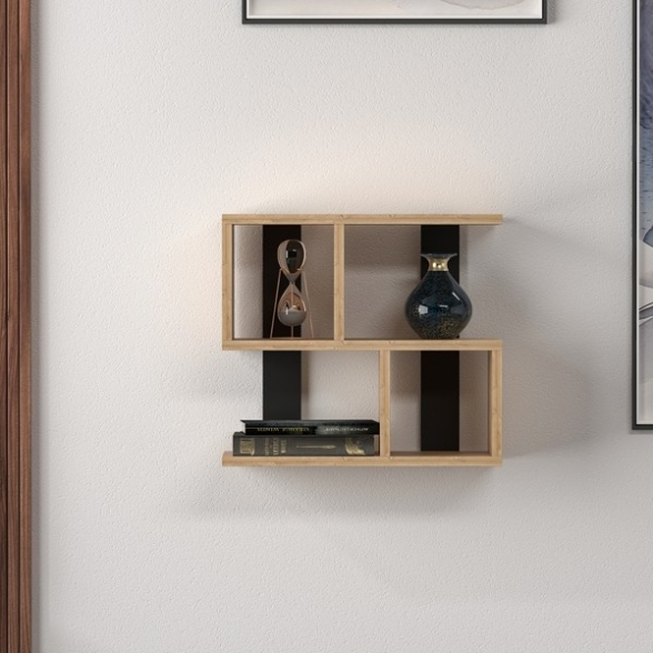 Mensola Sospesa Design Moderno 4 Vani Pelagius Rovere Chiaro Antracite