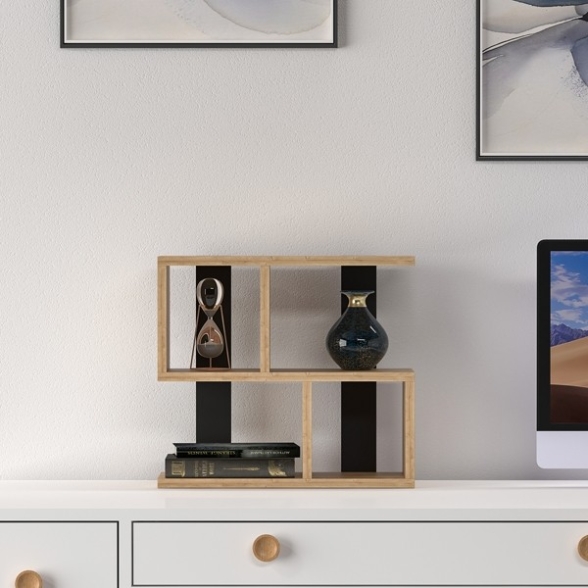 Mensola Sospesa Design Moderno 4 Vani Pelagius Rovere Chiaro Antracite