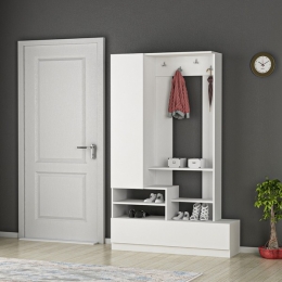 Mobile Ingresso 110x37x180 Scarpiera Appendiabiti E Anta Bora Bianco