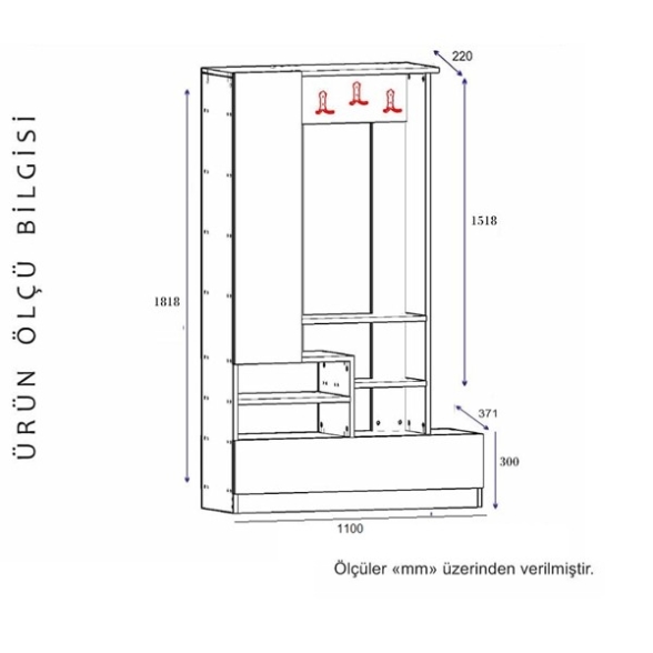 Mobile Ingresso 110x37x180 Scarpiera Appendiabiti E Anta Bora Bianco