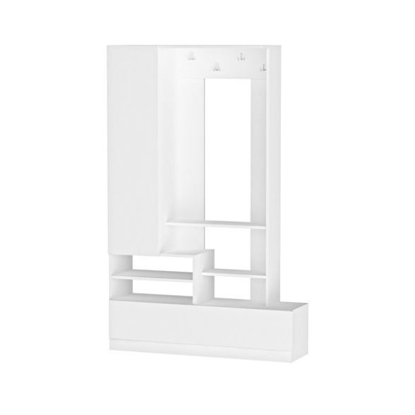 Mobile Ingresso 110x37x180 Scarpiera Appendiabiti E Anta Bora Bianco