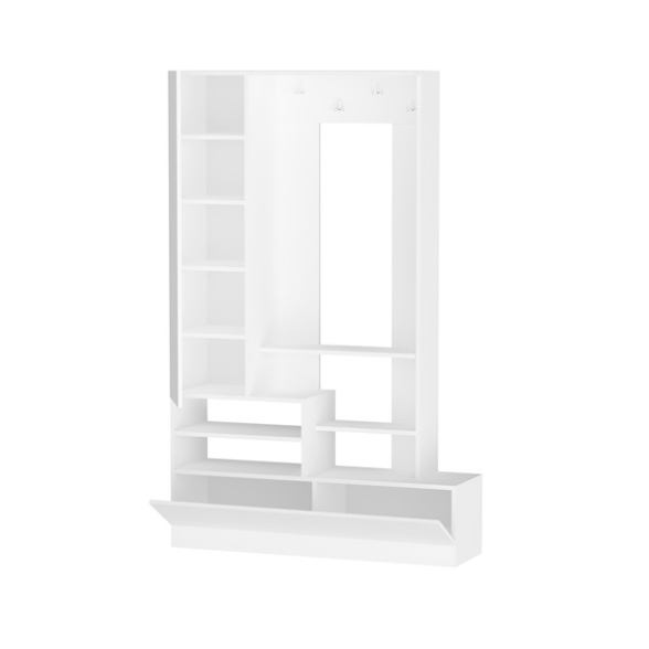 Mobile Ingresso 110x37x180 Scarpiera Appendiabiti E Anta Bora Bianco